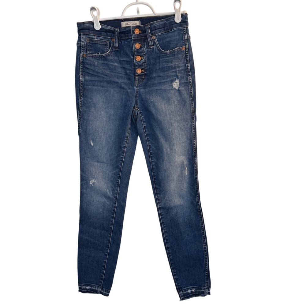 Madewell Jeans Women's 26 10" High Rise Button Fly Frayed‎ Hem Denim